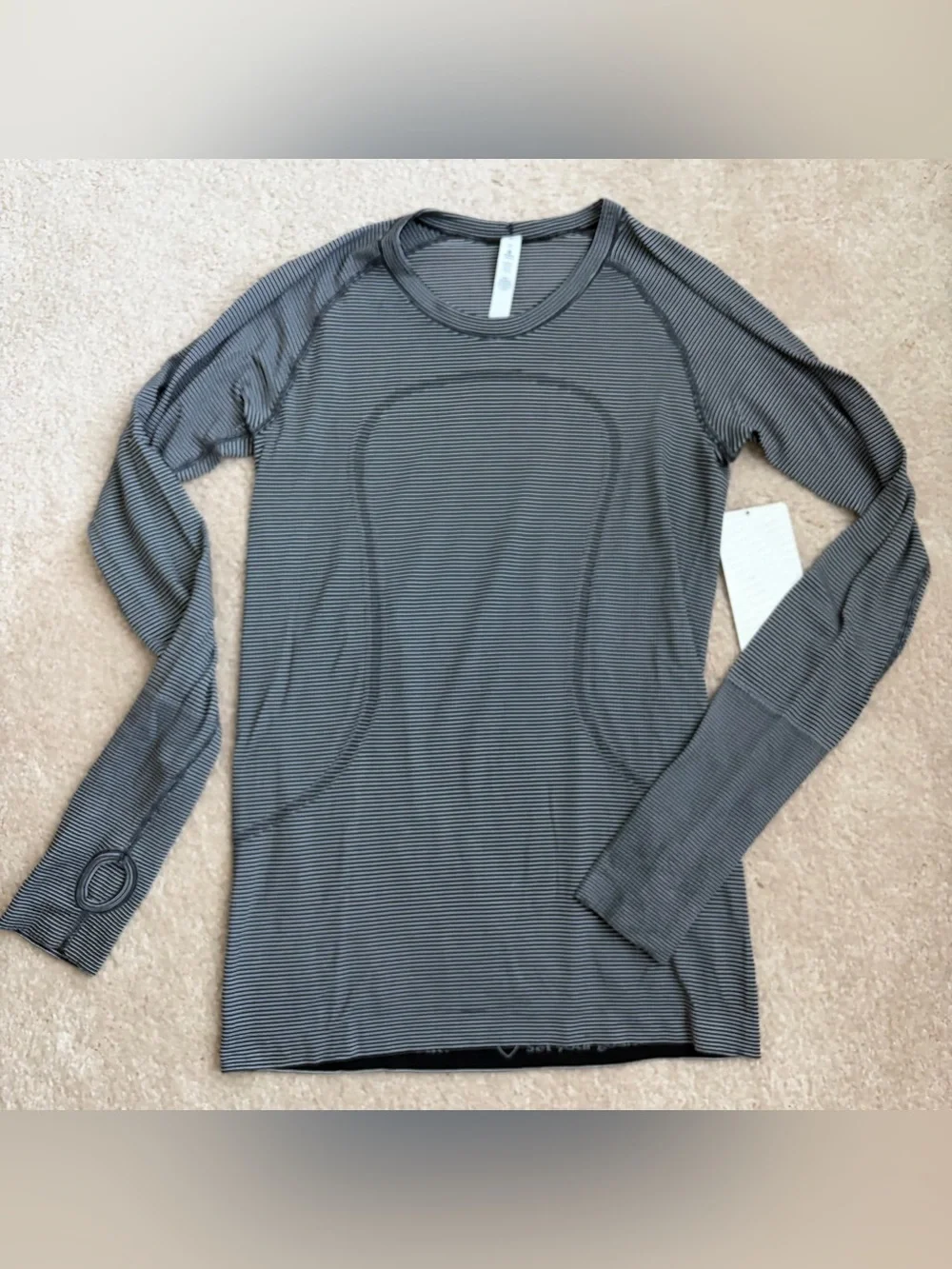 New lululemon athletica Black and Gray Thin-Stripe Long Sleeve Top 8